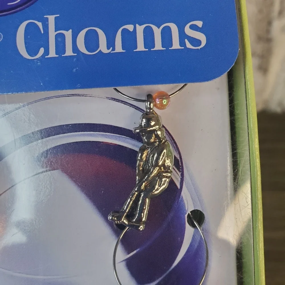 Golf Themed Wine Charms - Set Of 6 Unique Designs -Open Box